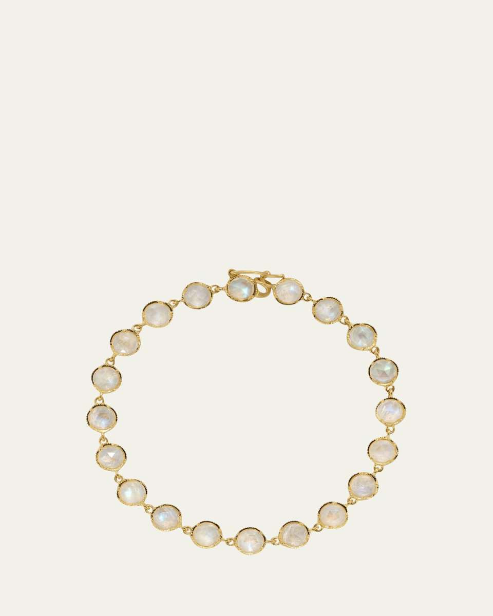 18k Yellow Gold Moonstone Bracelet, 7"L